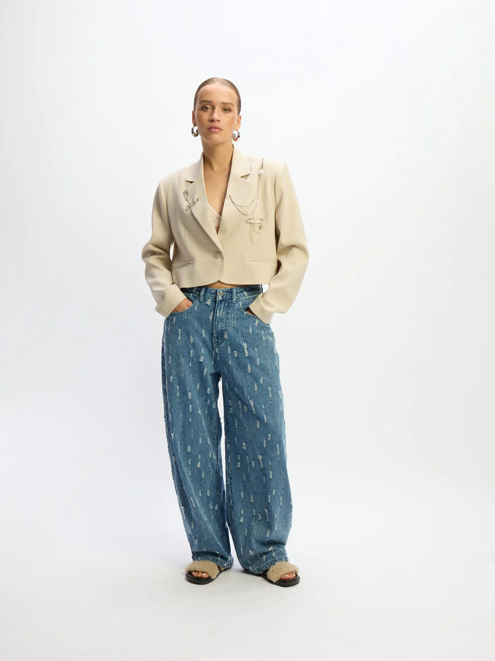 Balloon jeans Emma | Blue denim | Refined Department - Image 3
