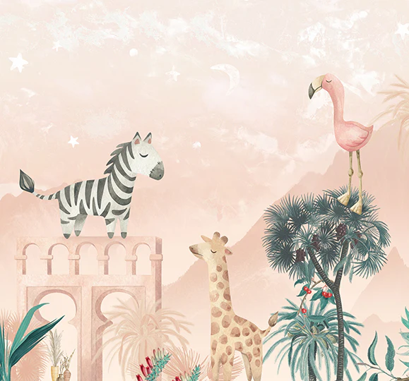 Behang Desert Animals | Roze | Staaltje - Image 3