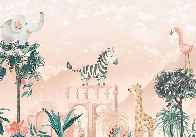 Behang Desert Animals | Roze | Staaltje - Image 4