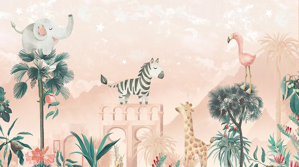 Behang Desert Animals | Roze | Staaltje - Image 5