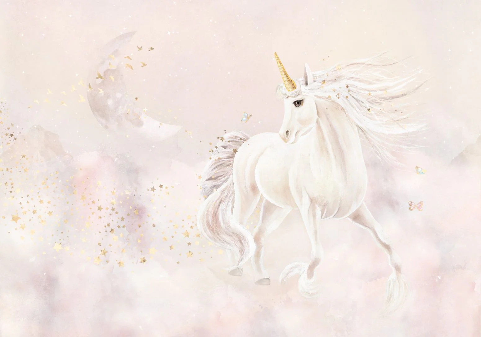 Behang Dreamy unicorn | Roze | Staaltje - Image 2