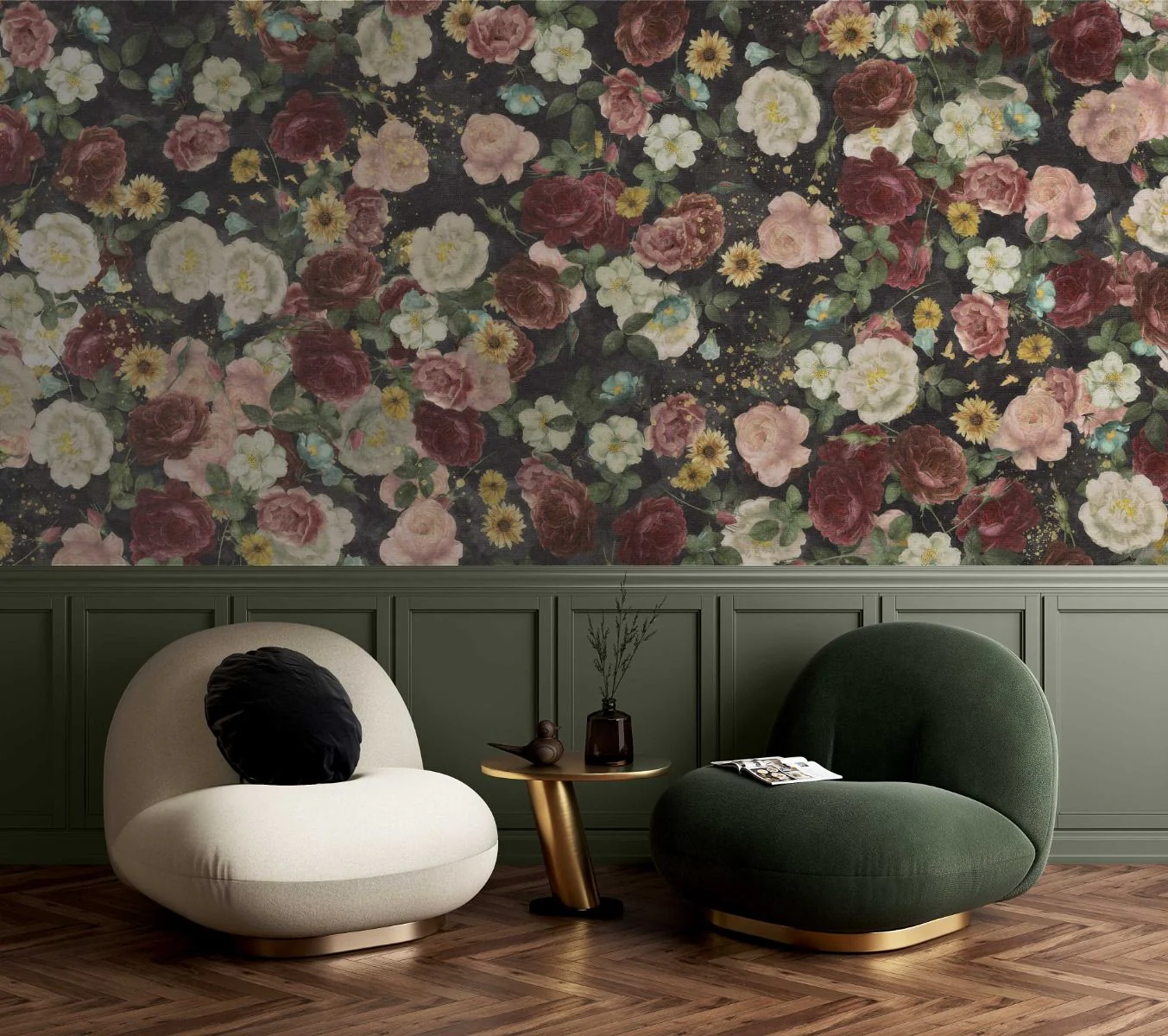 Behang English Garden | Zwart | Staaltje - Image 2