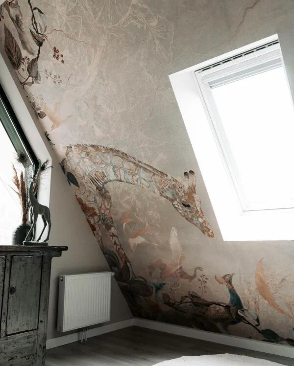 Behang Giraffe | Beige | Staaltje - Image 3