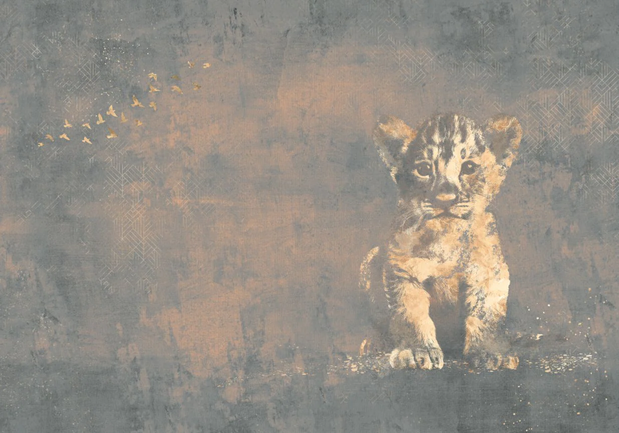 Behang Hakuna matata | Blauw / goud | Jungle collection | Staaltje - Image 3