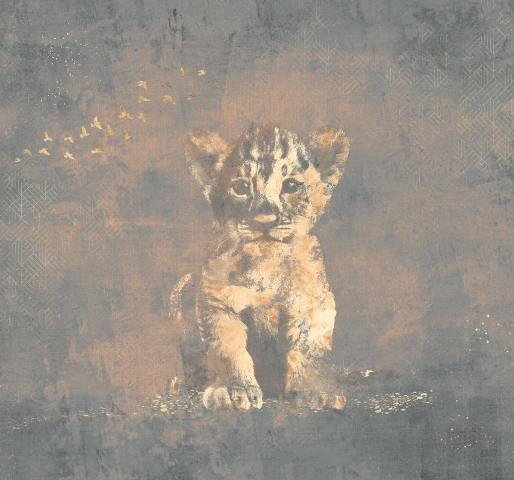 Behang Hakuna matata | Blauw / goud | Jungle collection | Staaltje - Image 4