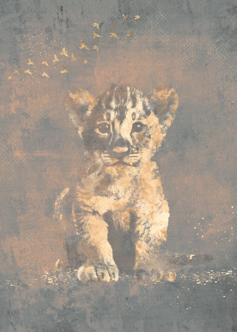 Behang Hakuna matata | Blauw / goud | Jungle collection | Staaltje - Image 5