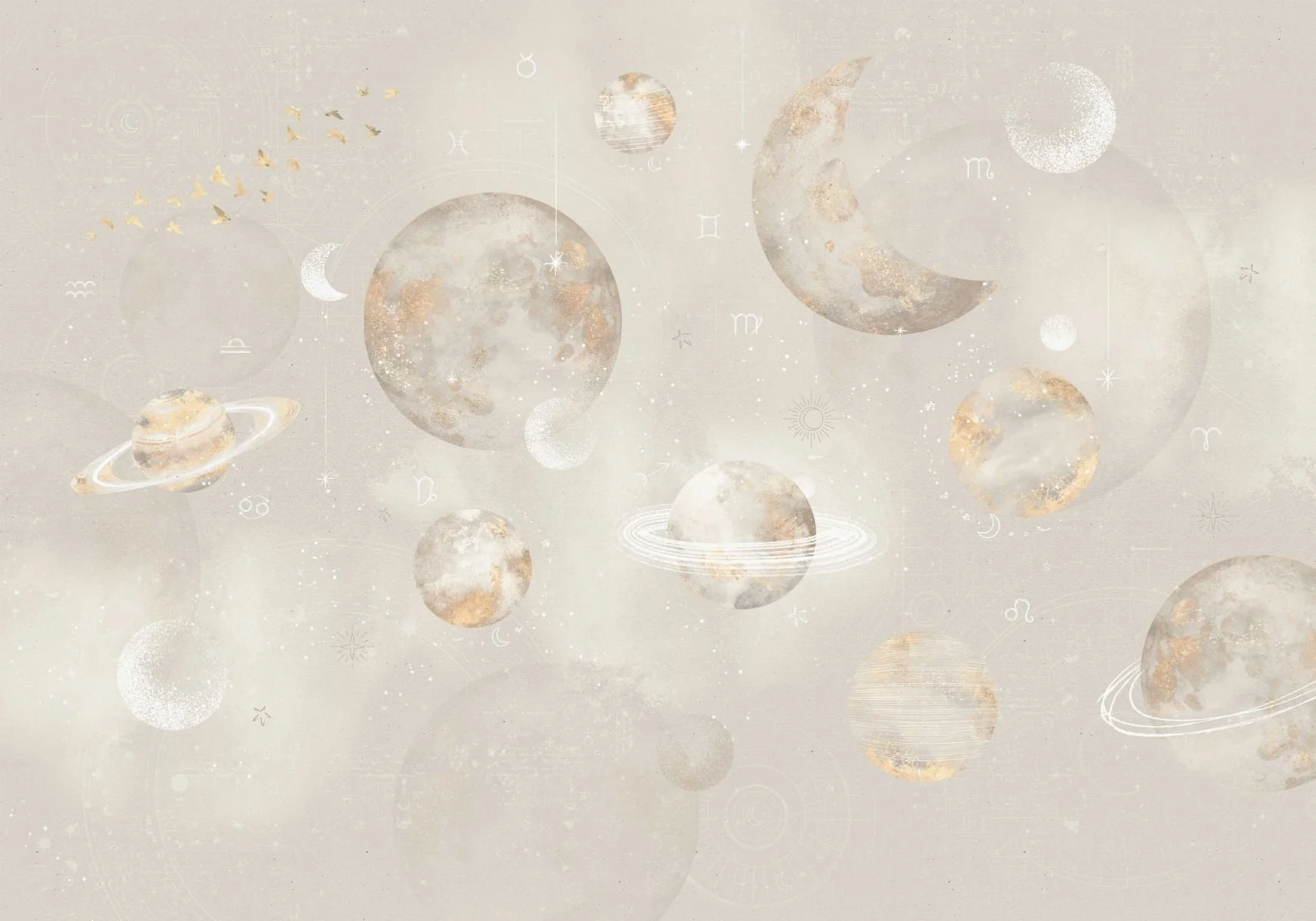 Behang Pastel Planets | Beige | Staaltje - Image 4