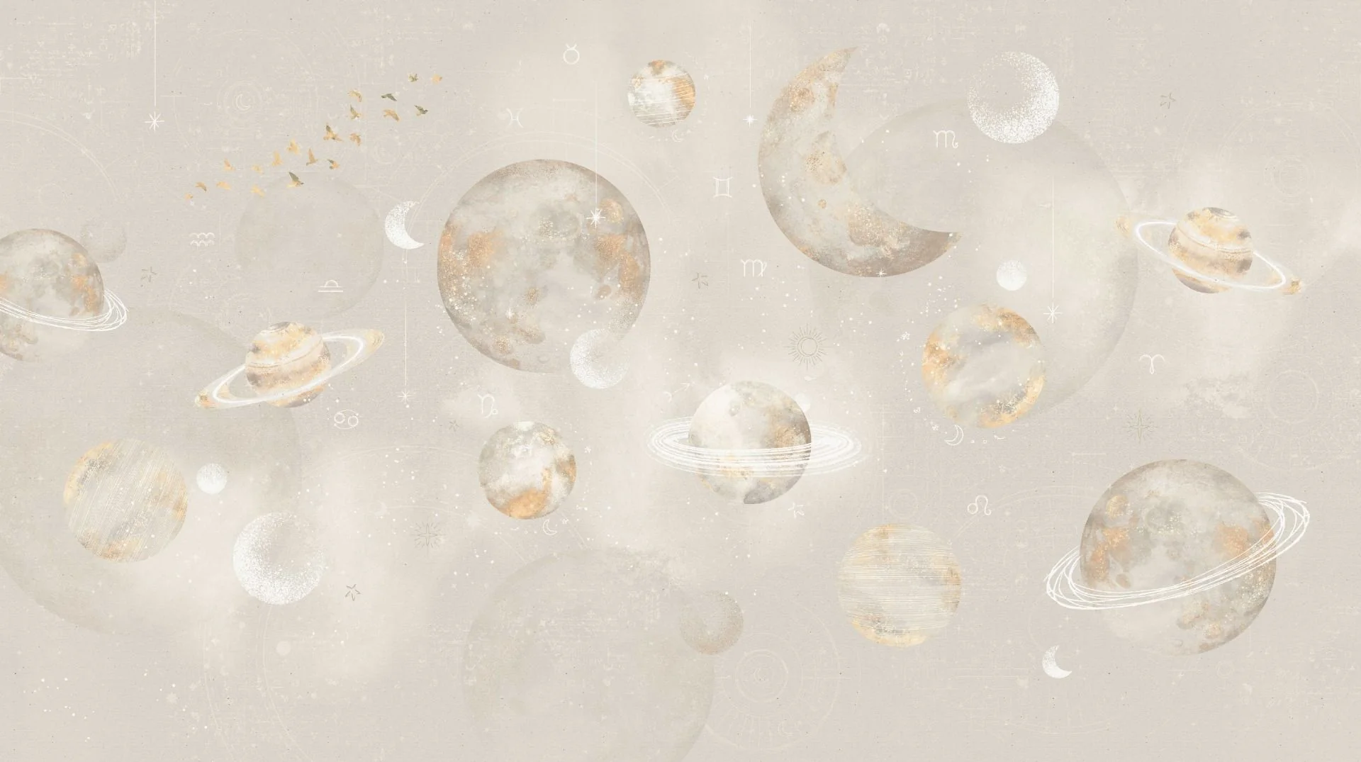 Behang Pastel Planets | Beige | Staaltje - Image 5