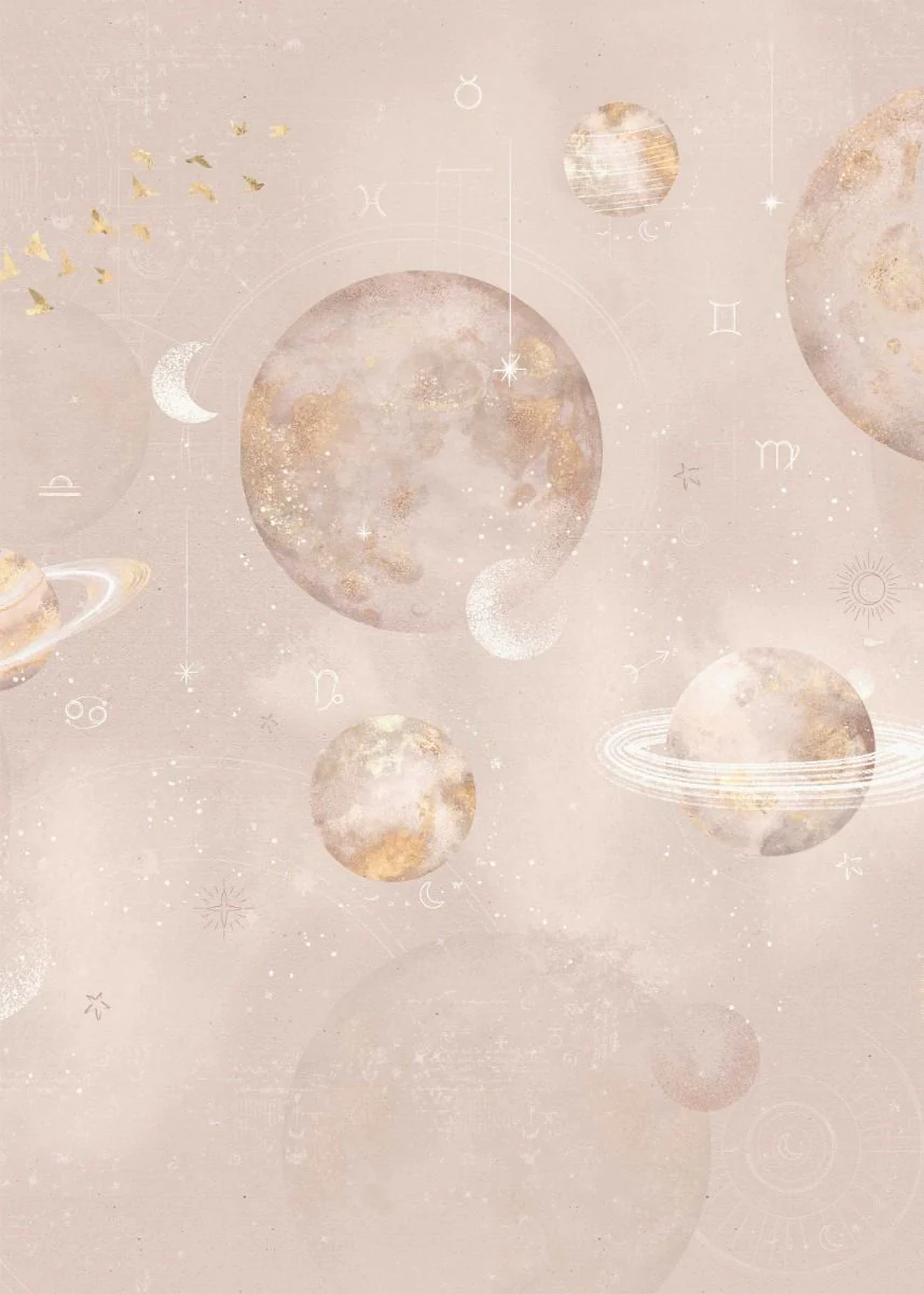 Behang Pastel Planets | Roze | Staaltje - Image 2
