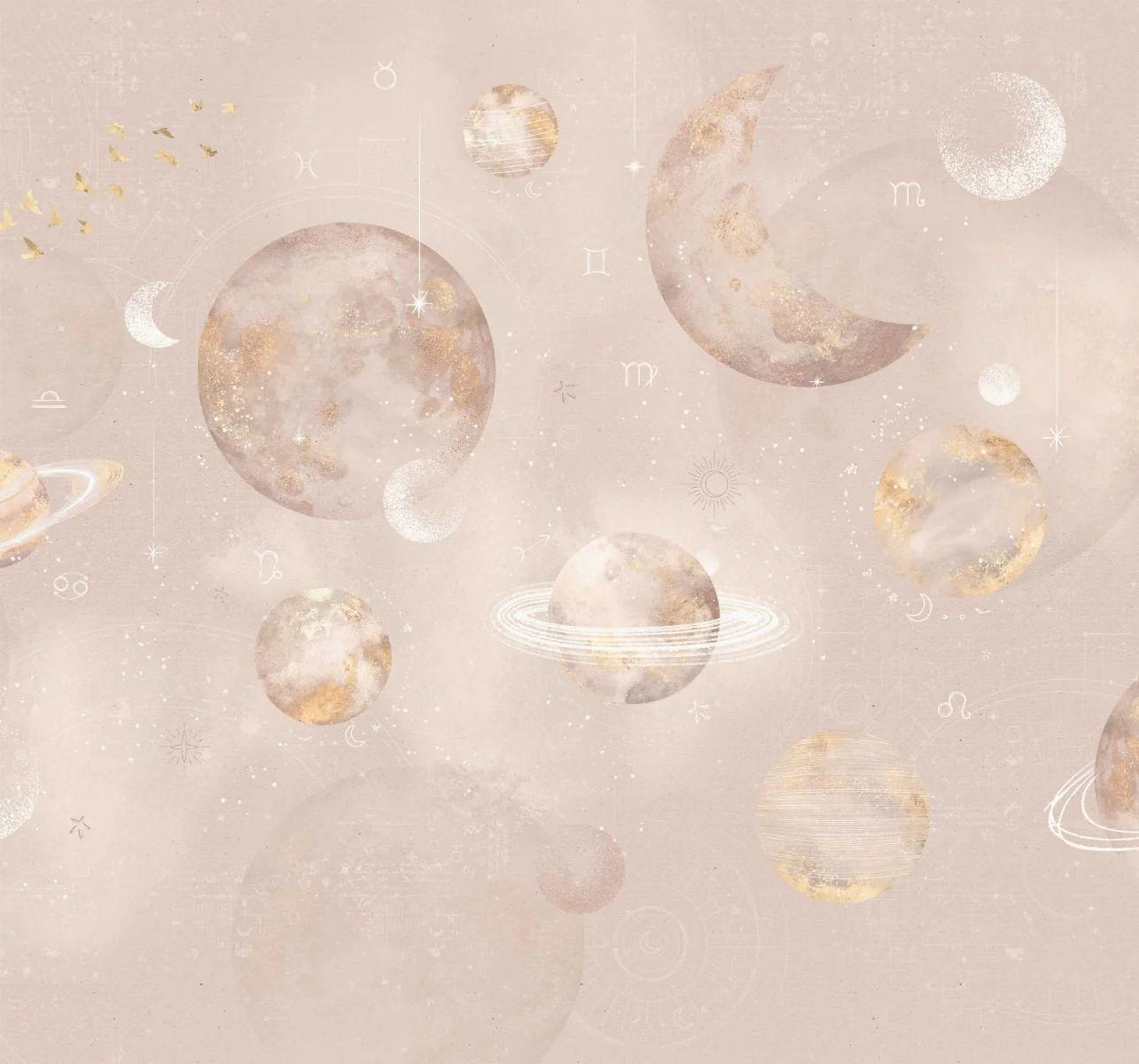 Behang Pastel Planets | Roze | Staaltje - Image 3