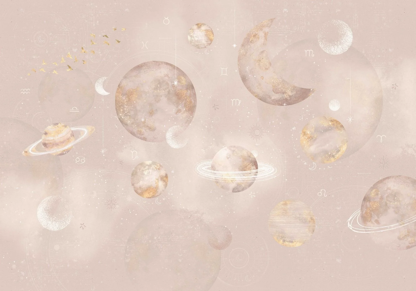 Behang Pastel Planets | Roze | Staaltje - Image 4