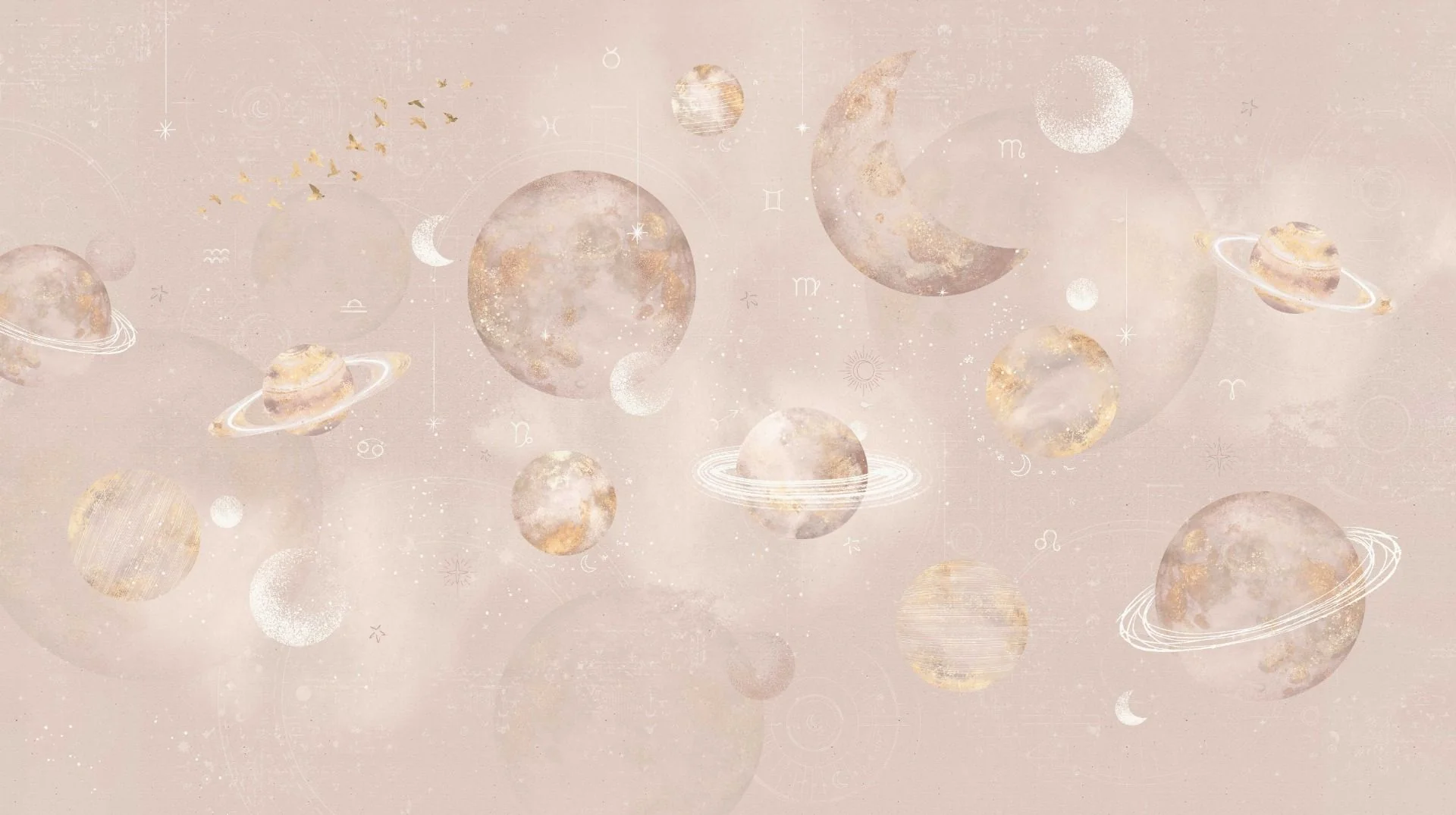 Behang Pastel Planets | Roze | Staaltje - Image 5