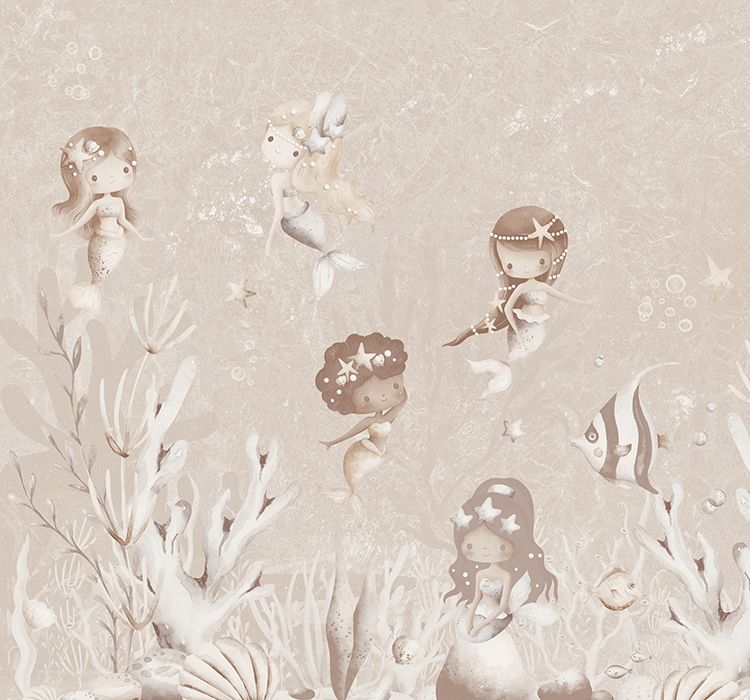 Behang Swimming Mermaids | Beige | Staaltje - Image 3
