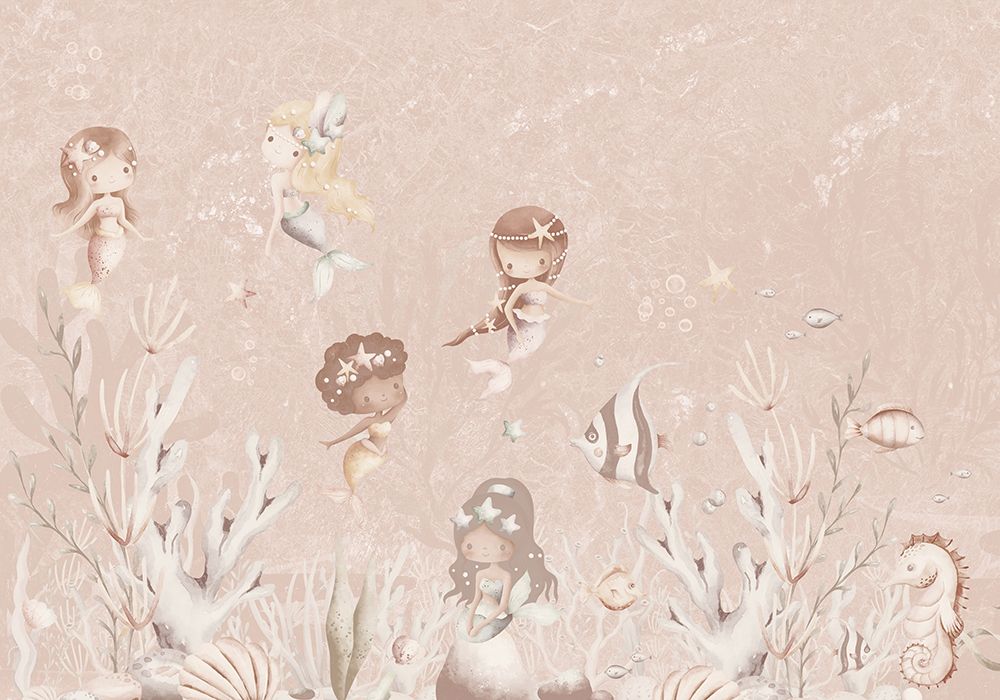 Behang Swimming Mermaids | Roze | Staaltje - Image 4