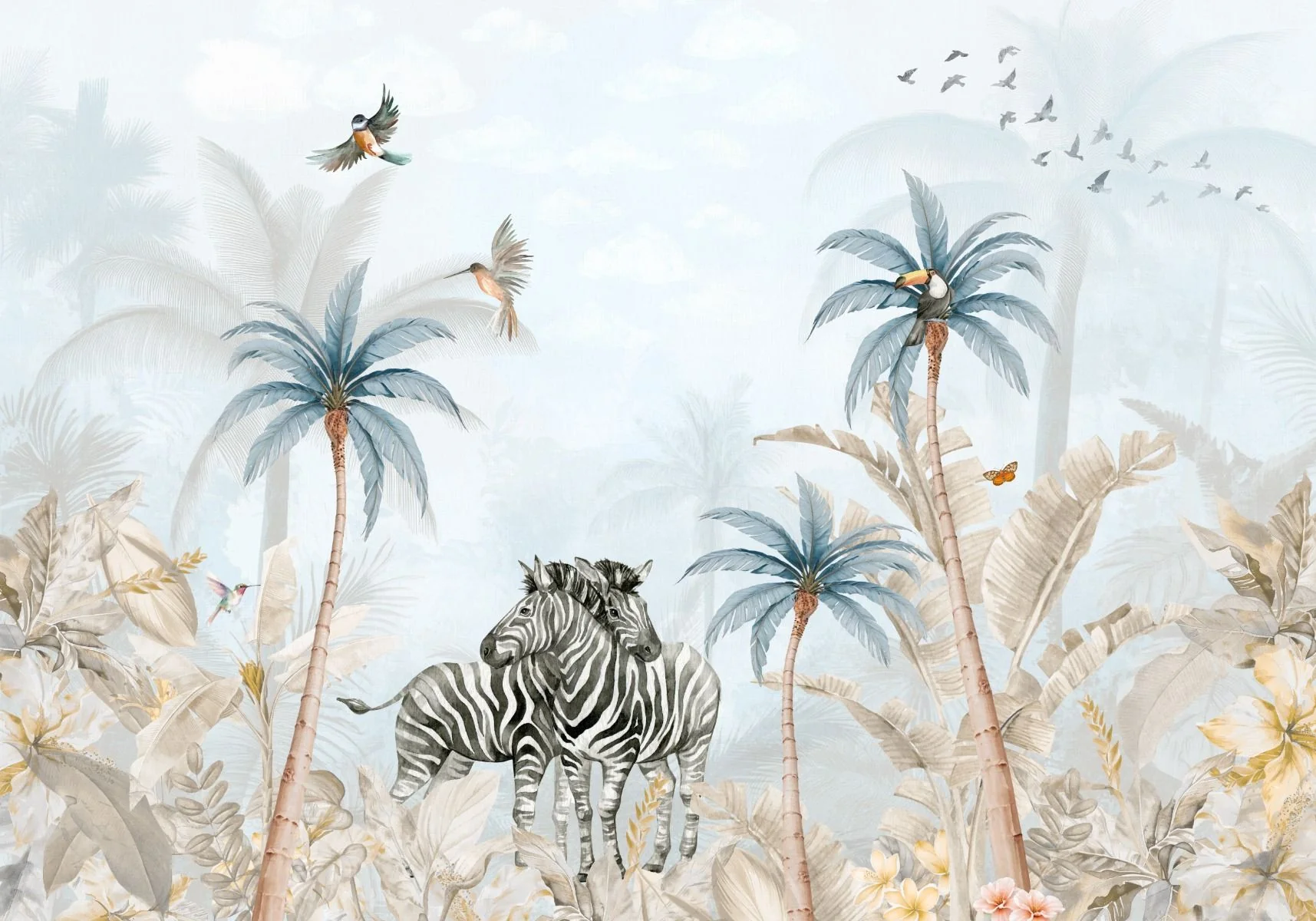 Behang Tropical Zebra's | Staaltje - Image 4