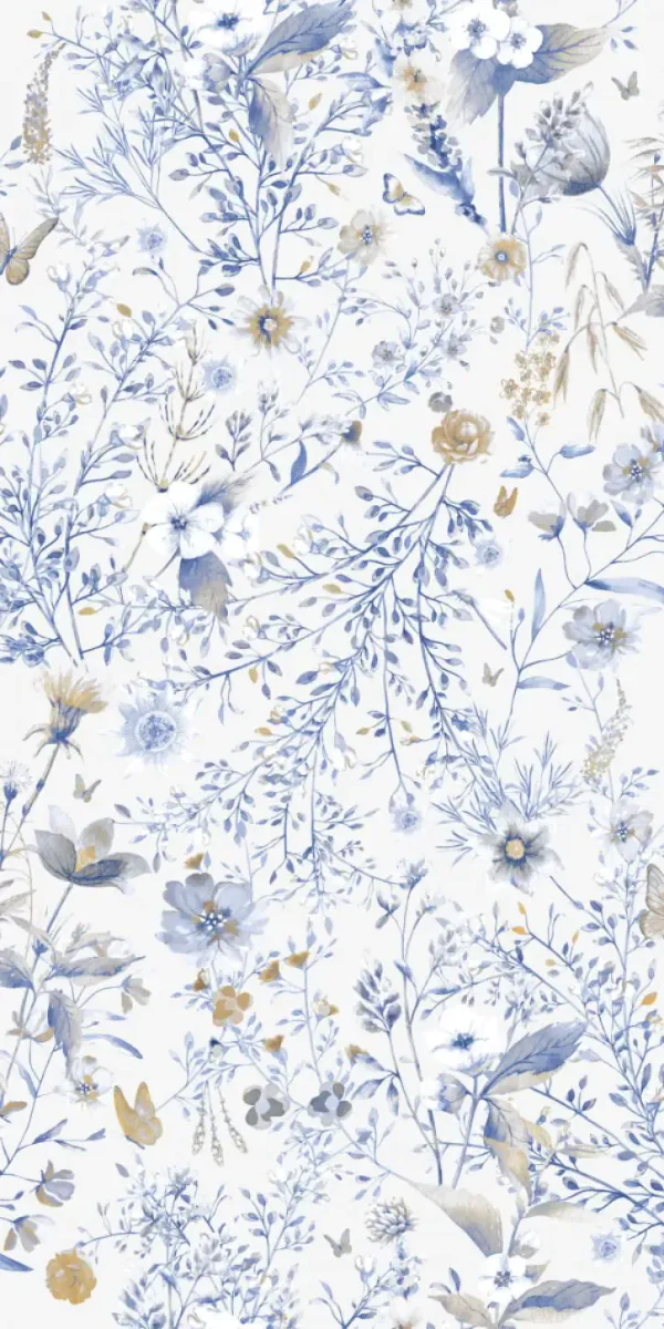 Behang Vintage flowers | Blauw | Staaltje - Image 2