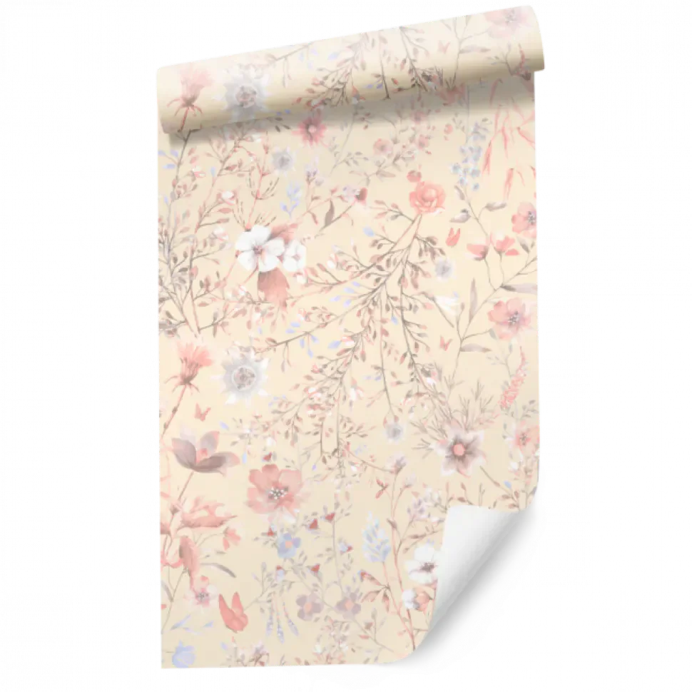 Behang Vintage flowers | Roze | Staaltje - Image 3