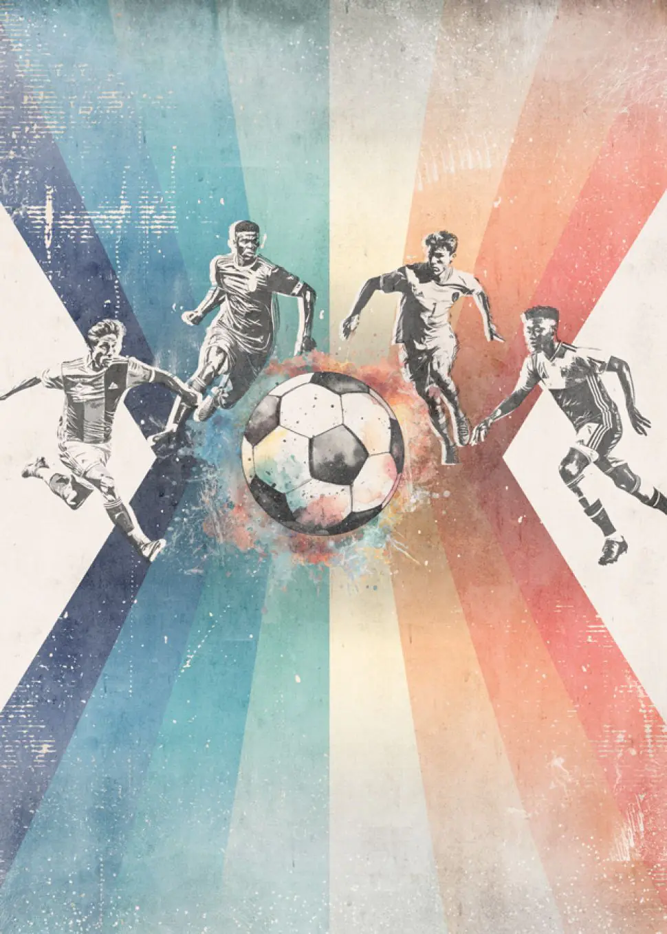 Behang voetbal | Mannen |  Blauw | Staaltje - Image 2