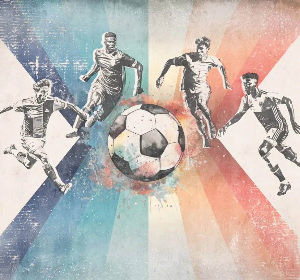 Behang voetbal | Mannen |  Blauw | Staaltje - Image 3