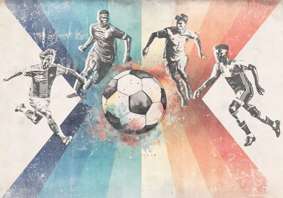 Behang voetbal | Mannen |  Blauw | Staaltje - Image 4