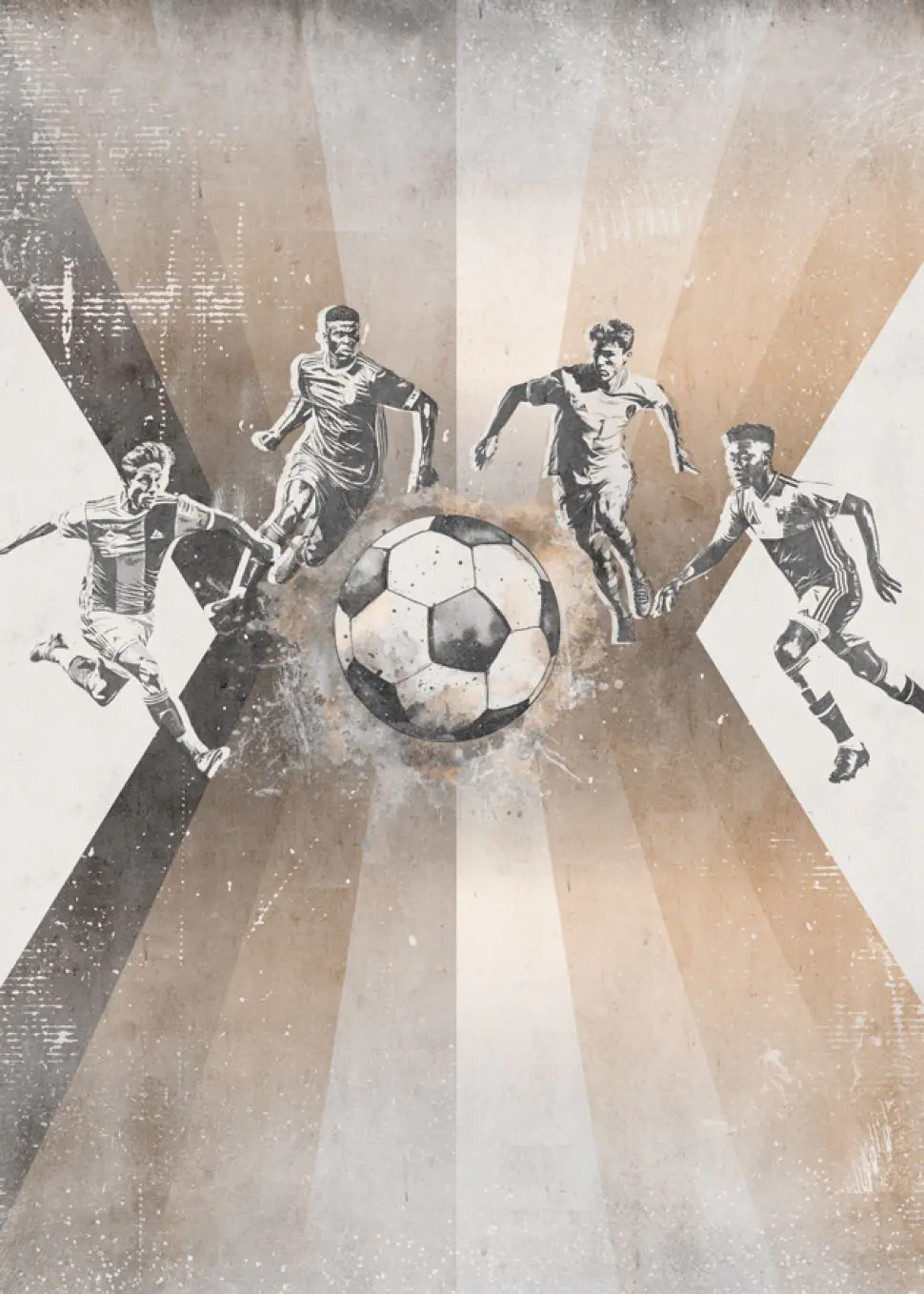 Behang voetbal | Mannen | Taupe | Staaltje - Image 2
