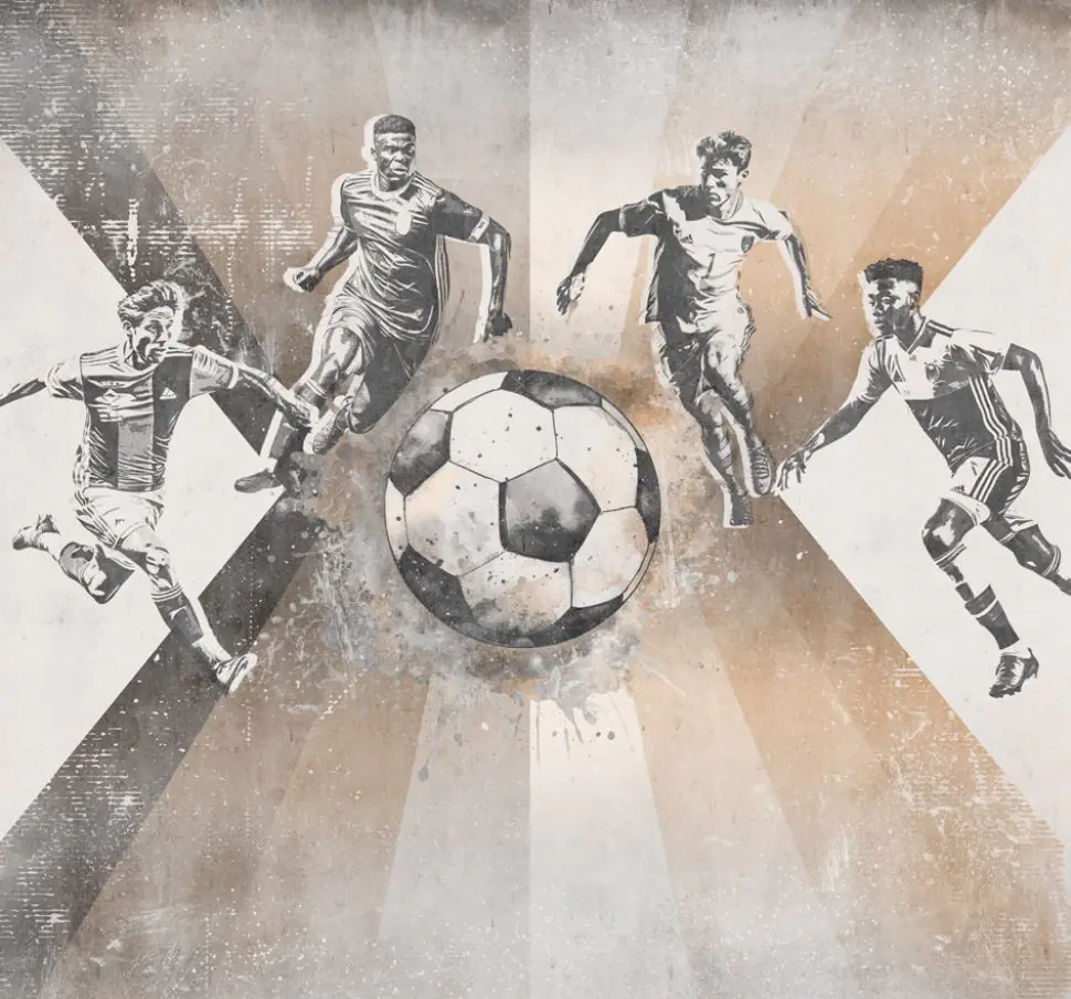 Behang voetbal | Mannen | Taupe | Staaltje - Image 3