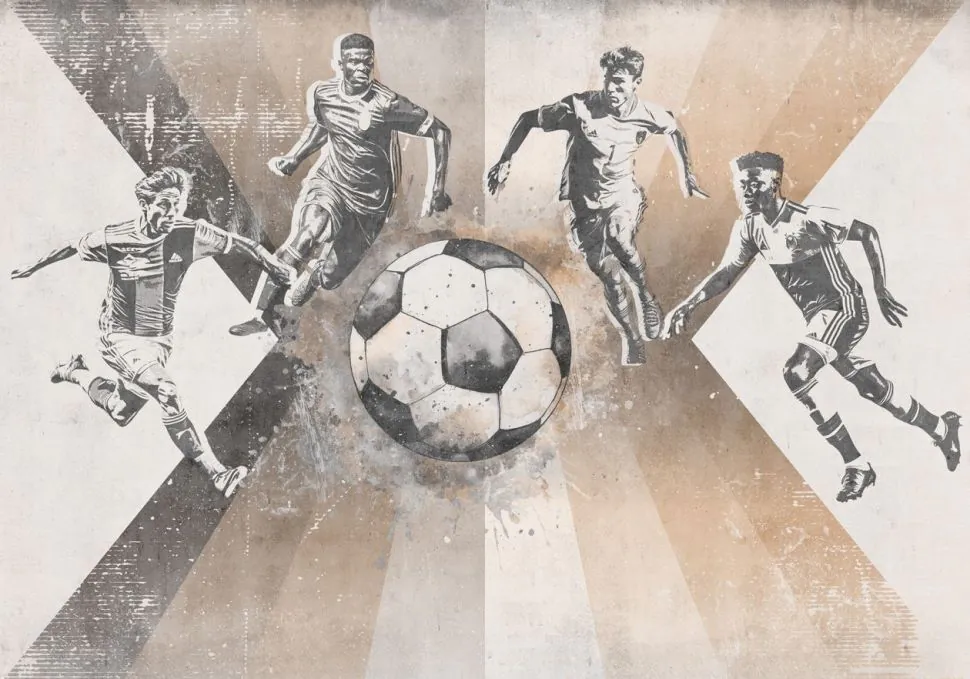 Behang voetbal | Mannen | Taupe | Staaltje - Image 4