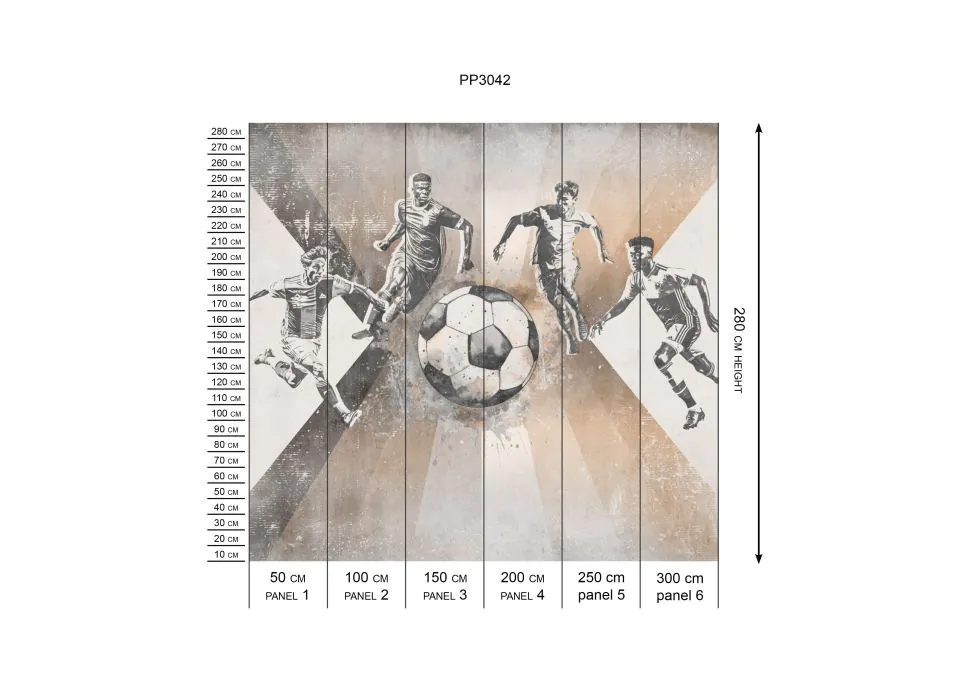 Behang voetbal | Mannen | Taupe | Staaltje - Image 7