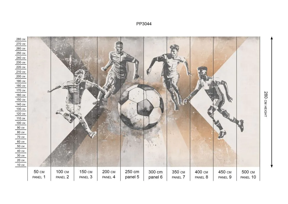 Behang voetbal | Mannen | Taupe | Staaltje - Image 9