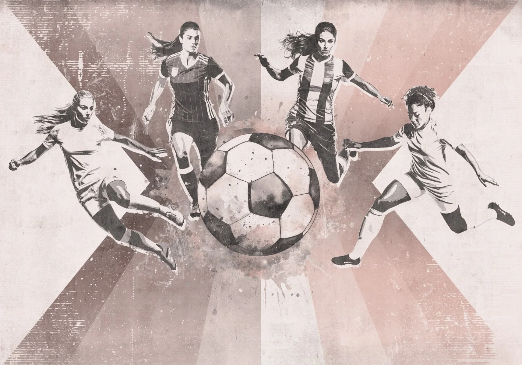 Behang voetbal | Vrouwen | Roze | Staaltje - Image 2