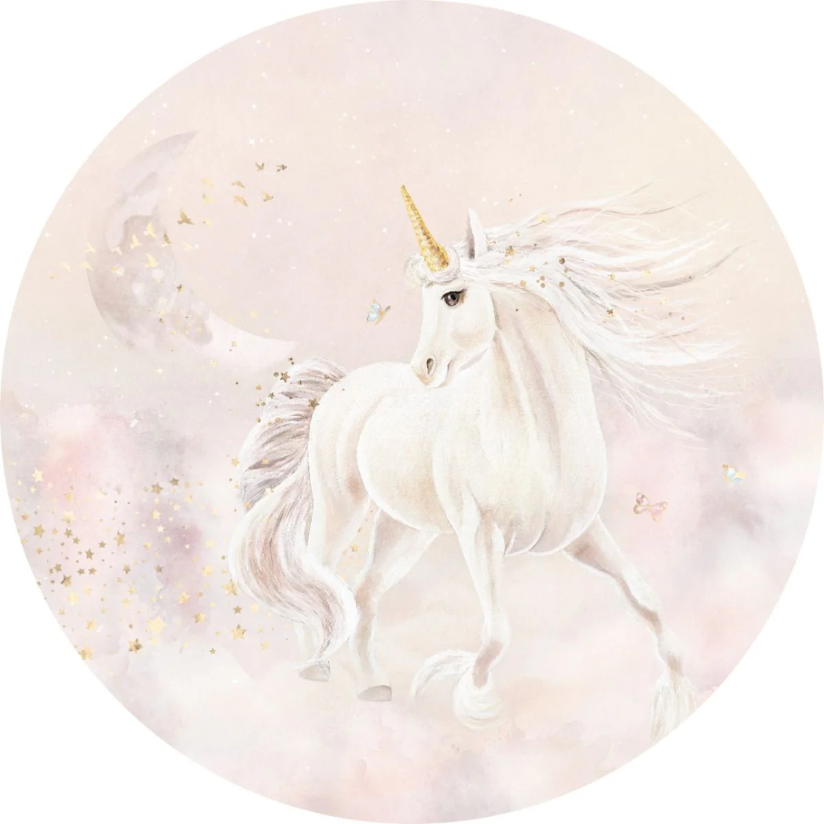 Behangcirkel Dreamy unicorn | Roze - Image 2