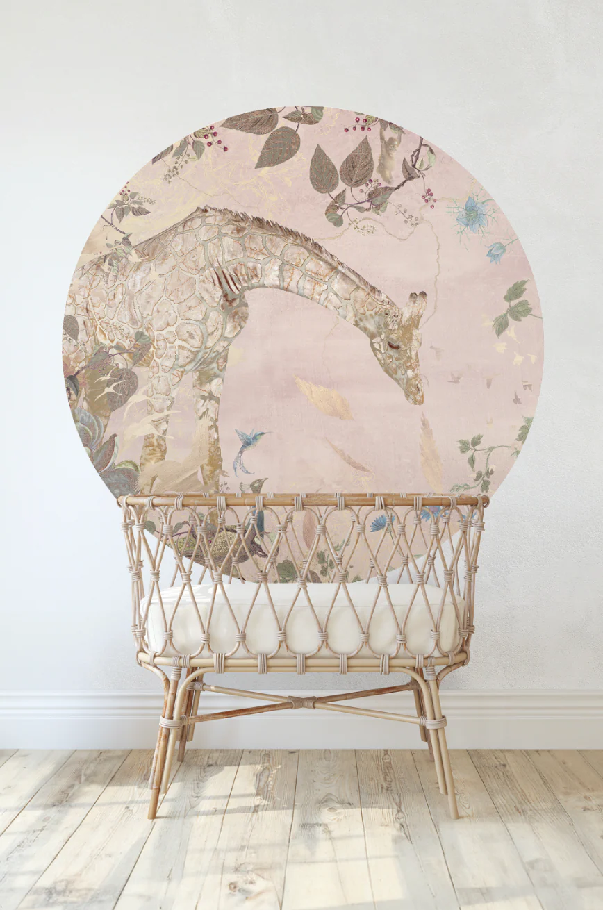 Behangcirkel Giraffe | Roze - Image 3