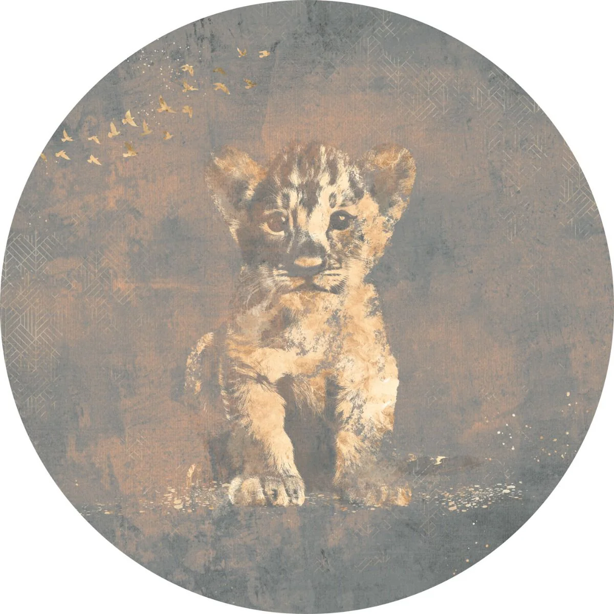 Behangcirkel Hakuna matata | Blauw / goud | Jungle collection| 145 x 145 cm - Image 2