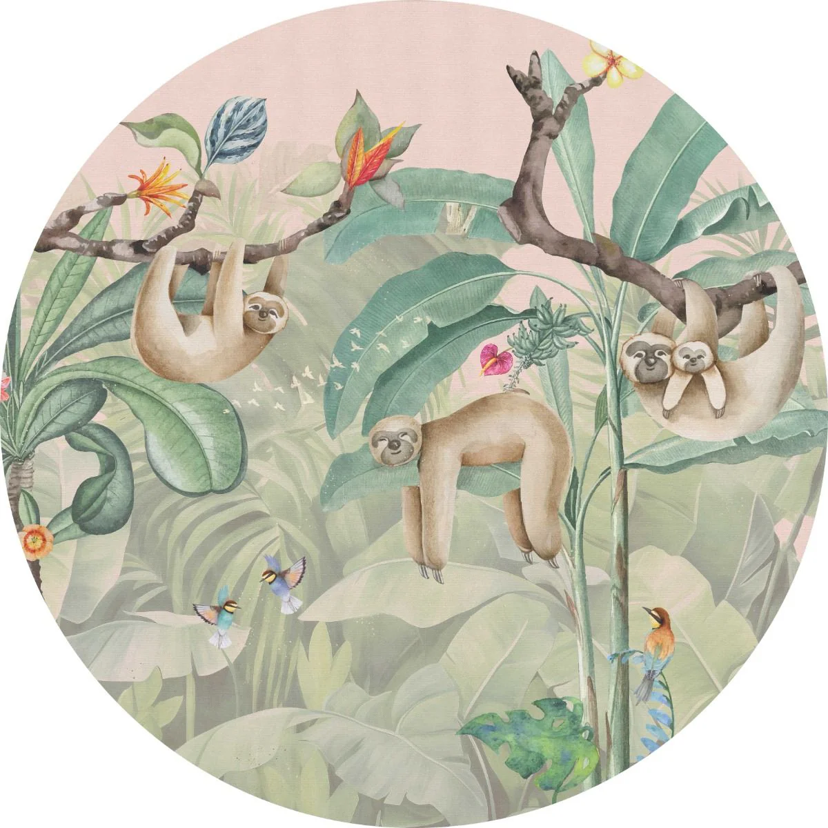 Behangcirkel Lazy Luiaard | Jungle Collection | ⌀ 145 cm - Image 2