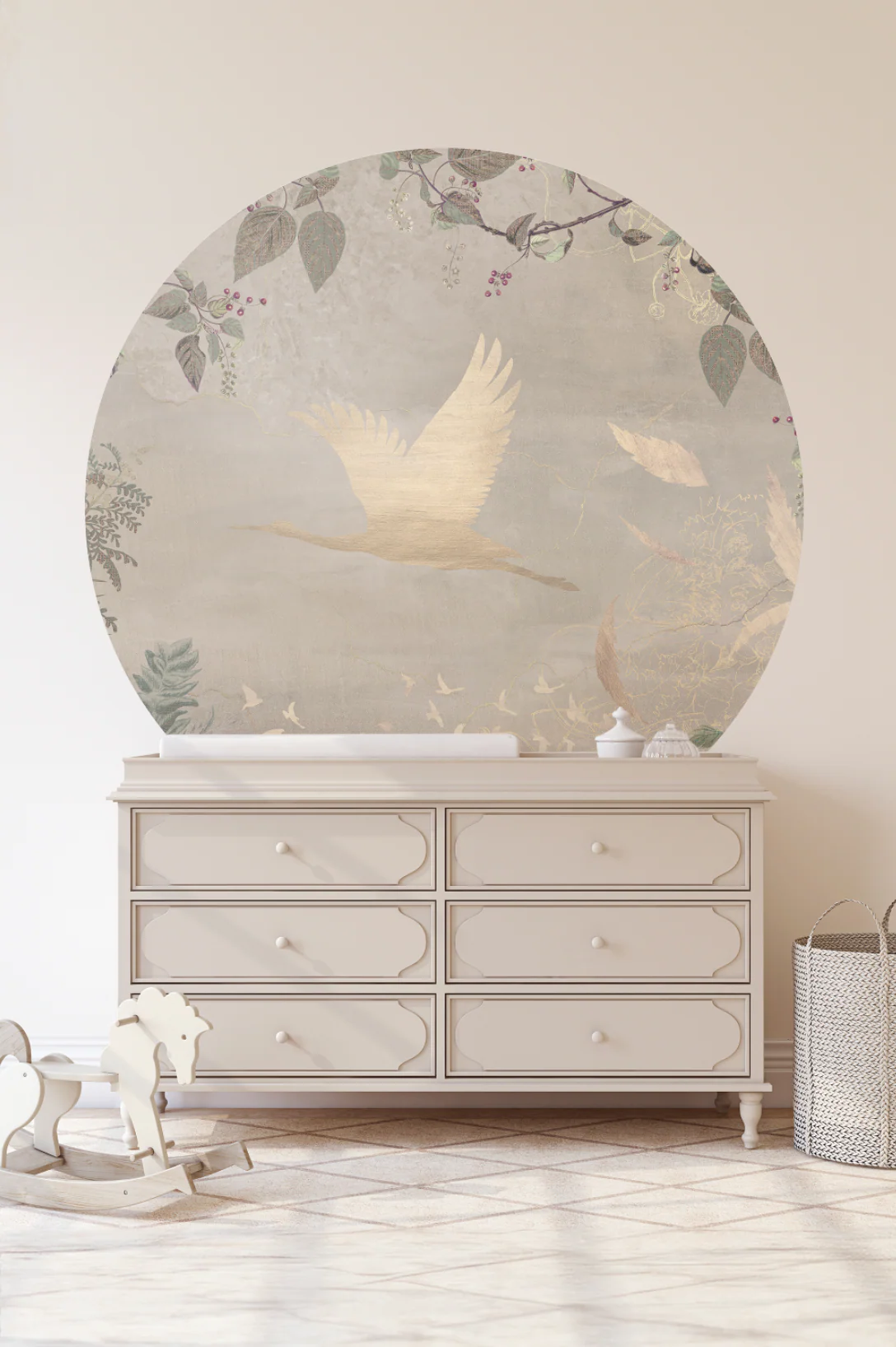 Behangcirkel Morning bird | Beige - Image 2