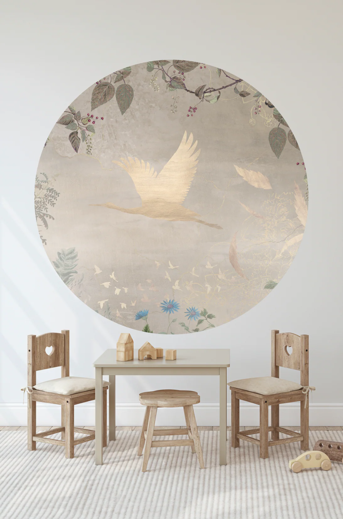 Behangcirkel Morning bird | Beige - Image 3