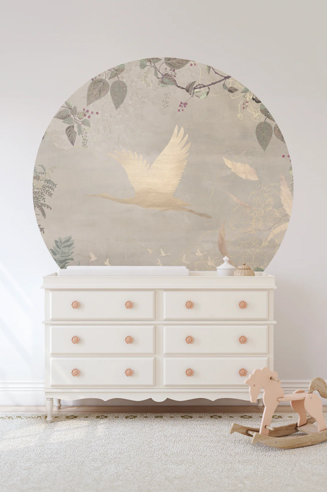 Behangcirkel Morning bird | Beige - Image 5