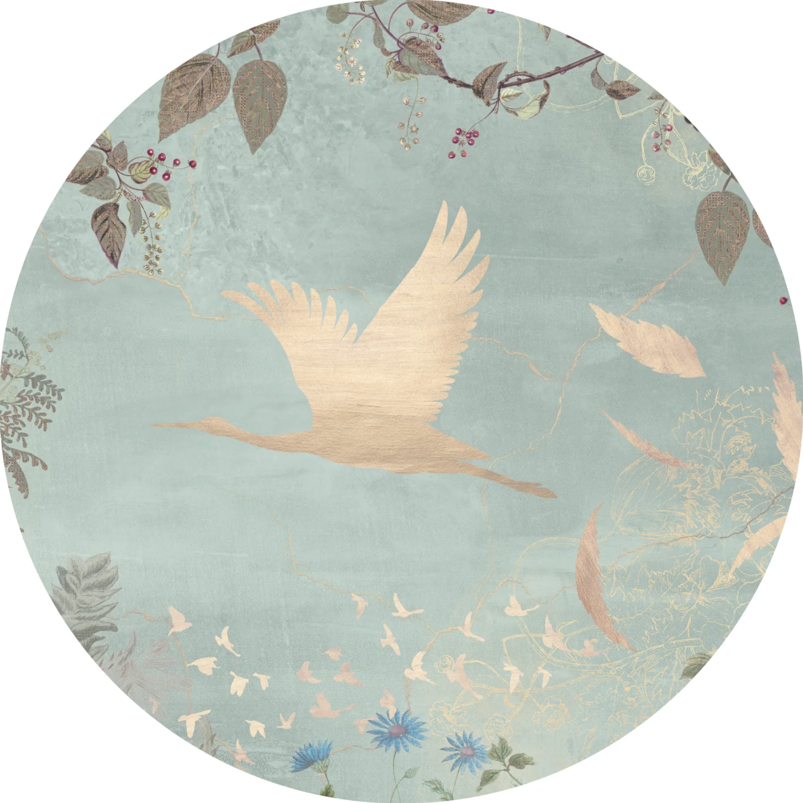 Behangcirkel Morning bird | Mint - Image 5