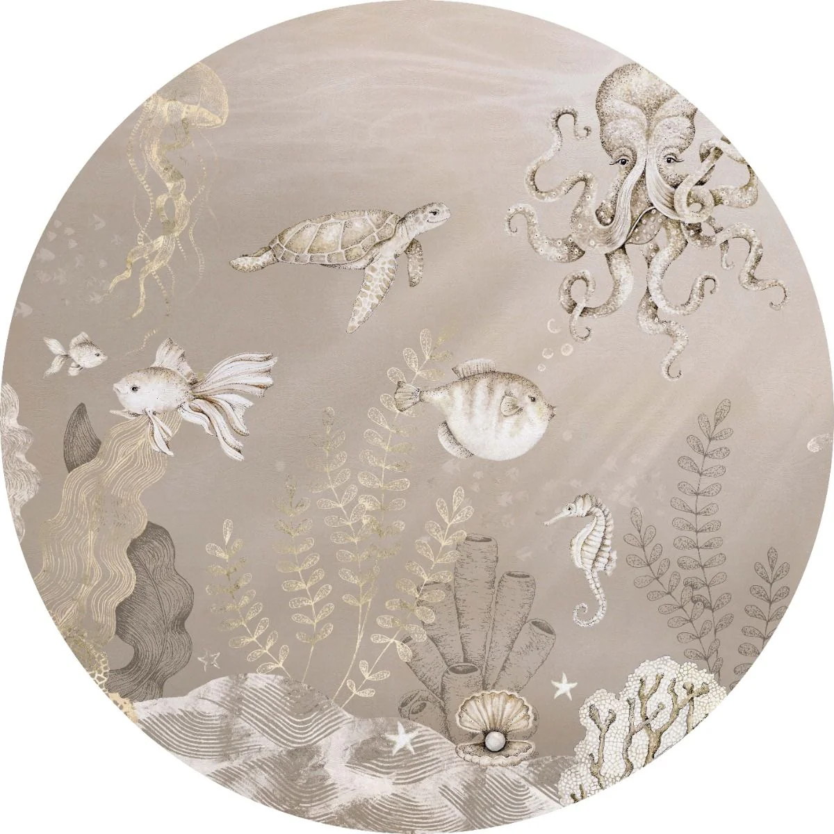 Behangcirkel Onderzee | Beige - Image 2