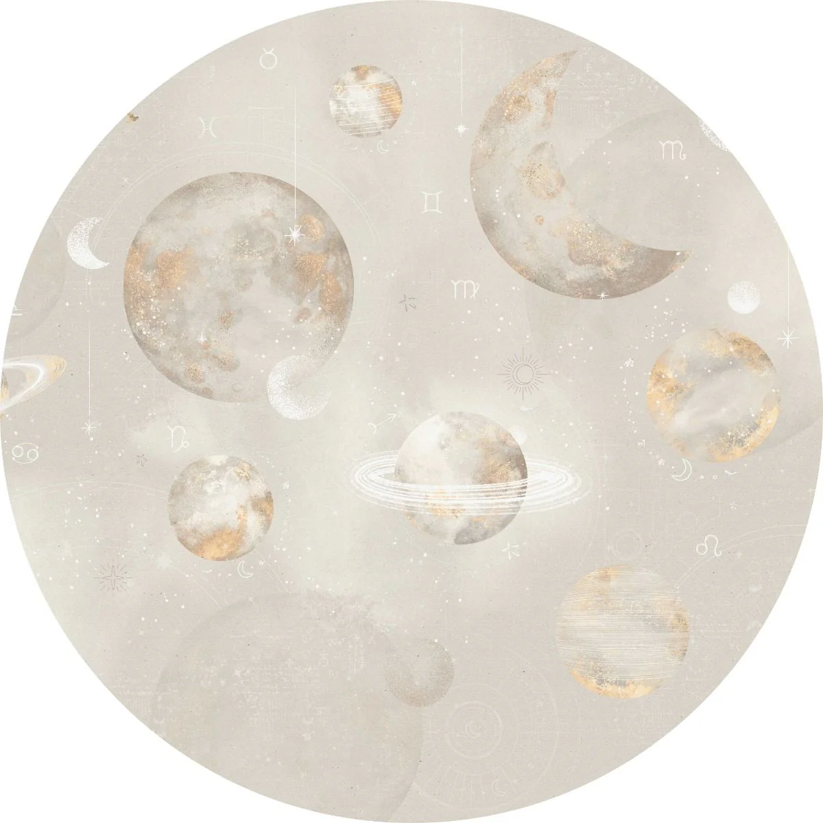 Behangcirkel Pastel Planets | ⌀ 145 cm | Beige - Image 2