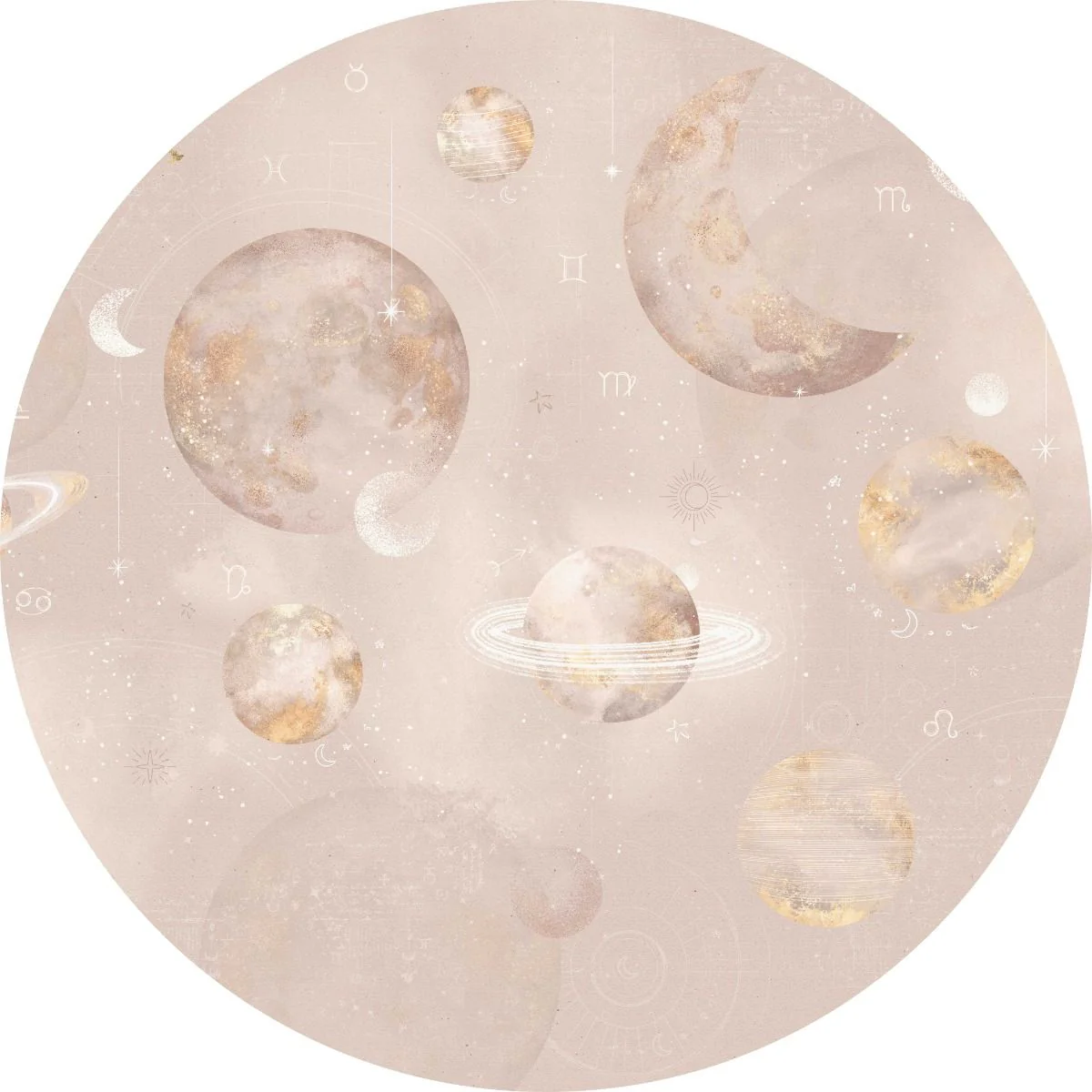 Behangcirkel Pastel Planets | ⌀ 145 cm | Roze - Image 2