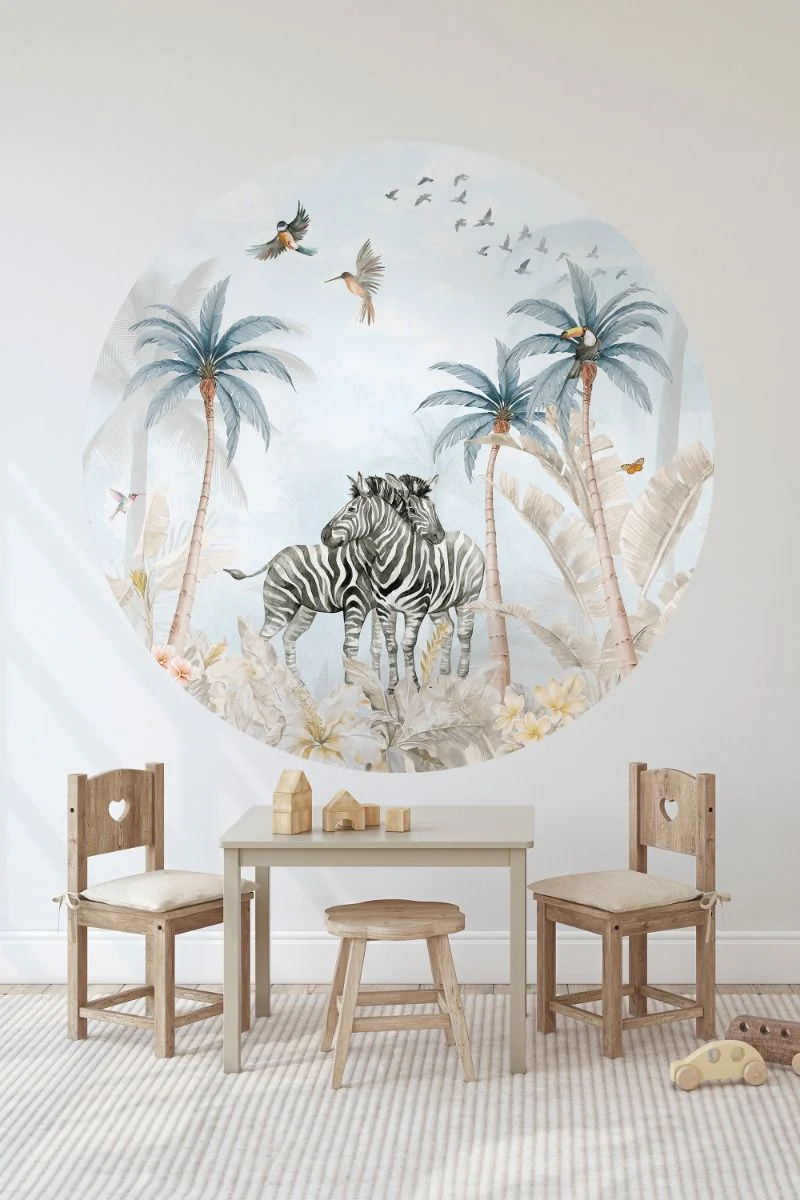 Behangcirkel Tropical Zebra's | ⌀ 145 cm - Image 2
