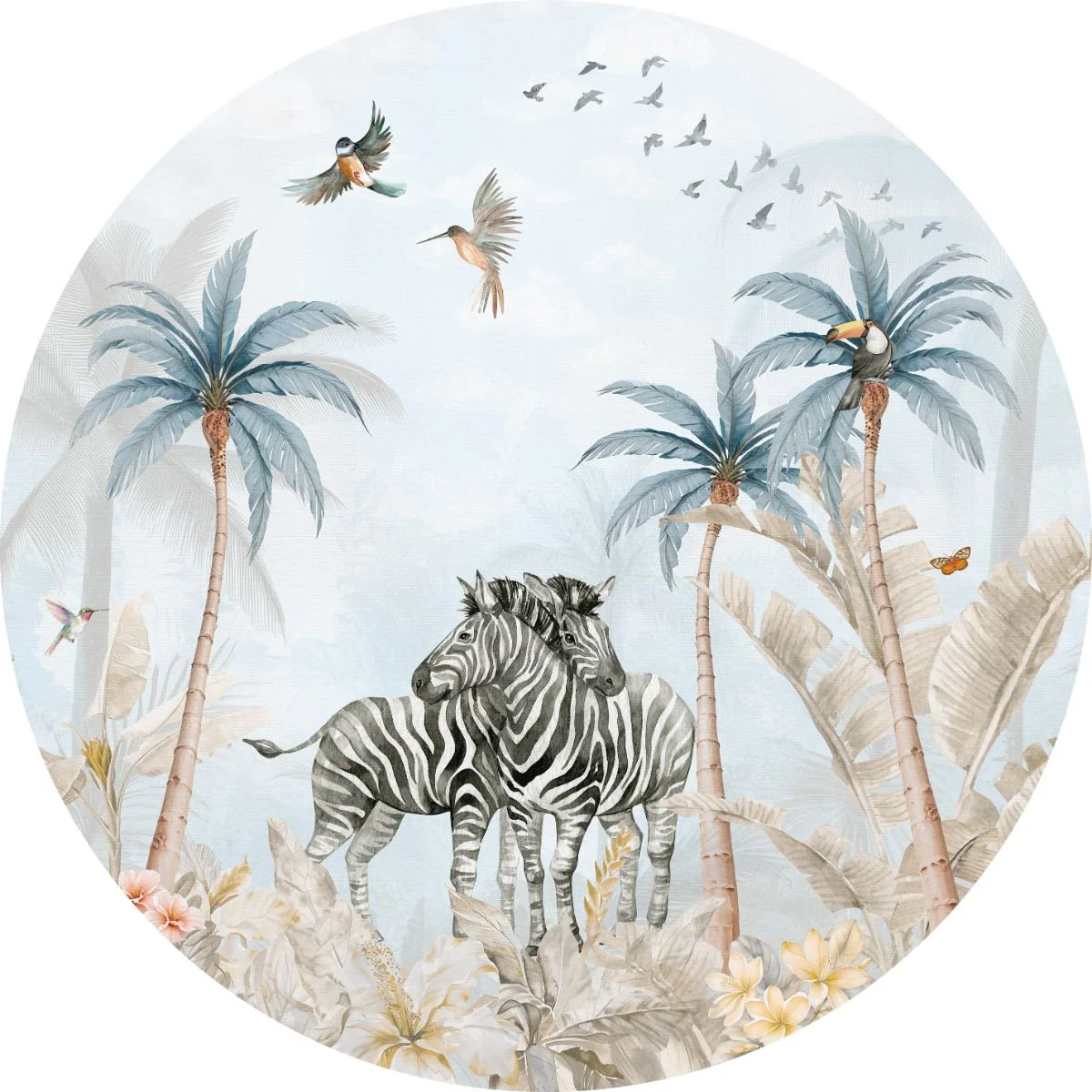 Behangcirkel Tropical Zebra's | ⌀ 145 cm - Image 3