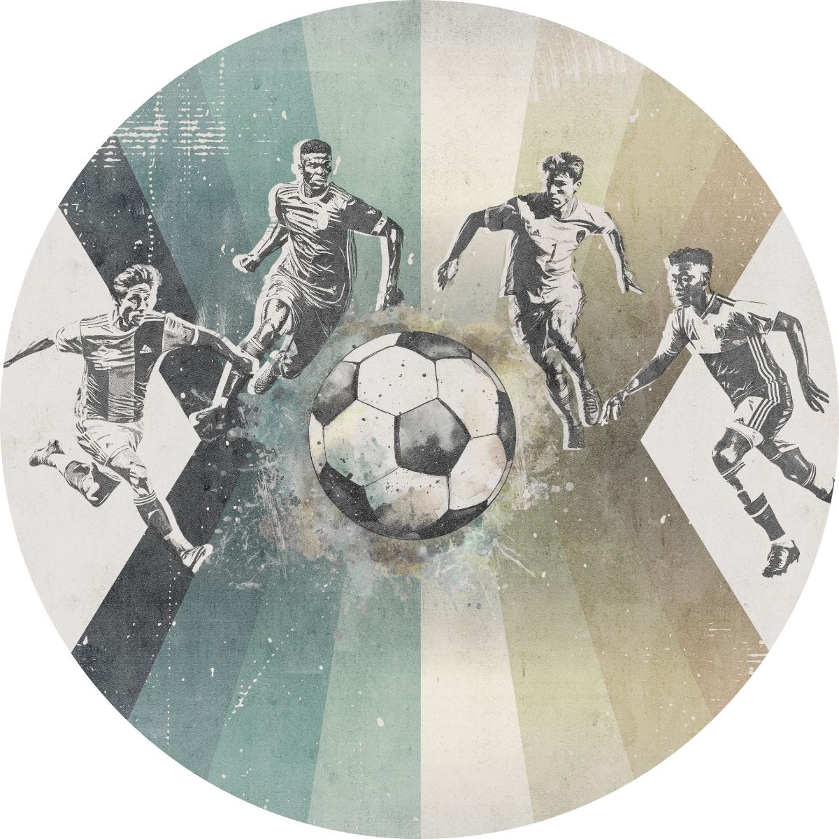 Behangcirkel Voetbal | Mannen | Groen | Staaltje - Image 2