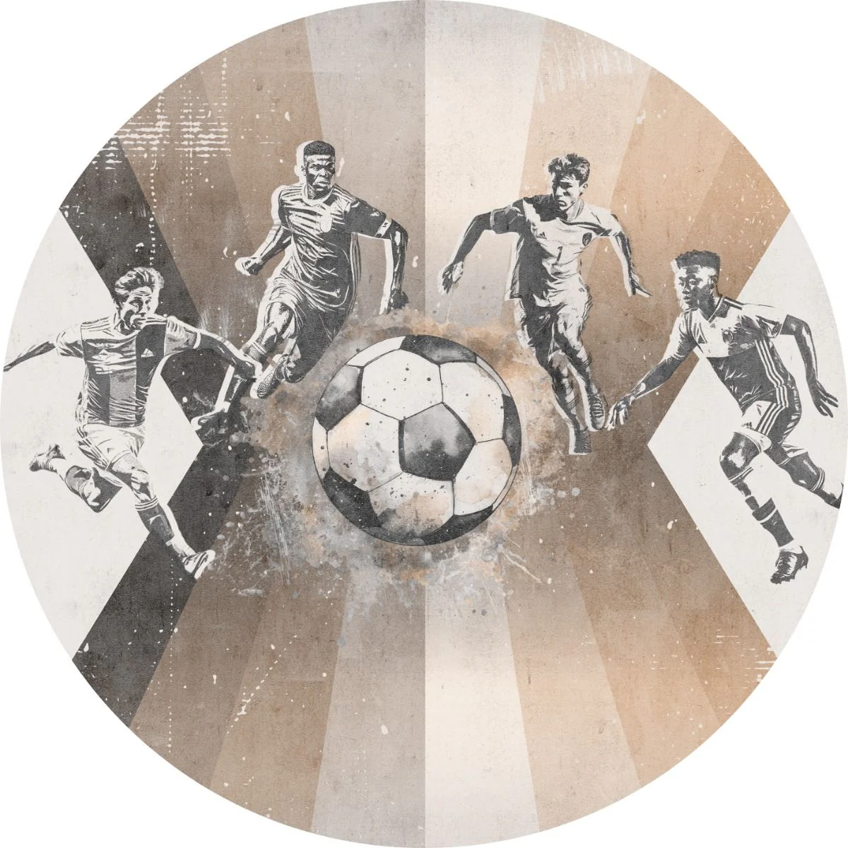 Behangcirkel Voetbal | Mannen | Taupe - Image 2