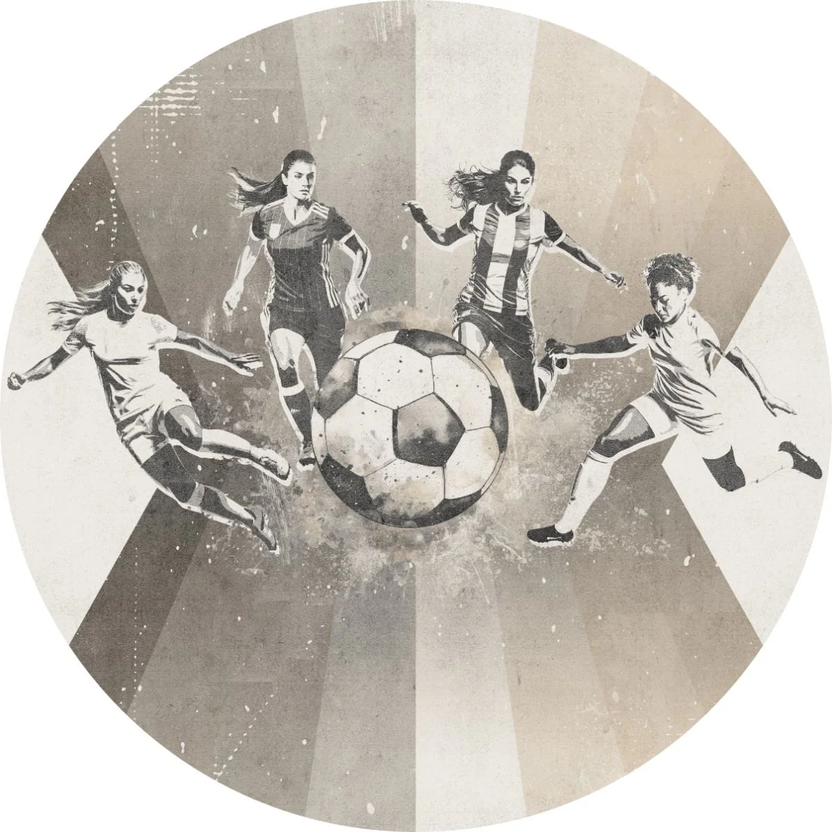 Behangcirkel Voetbal | Vrouwen | Taupe - Image 2