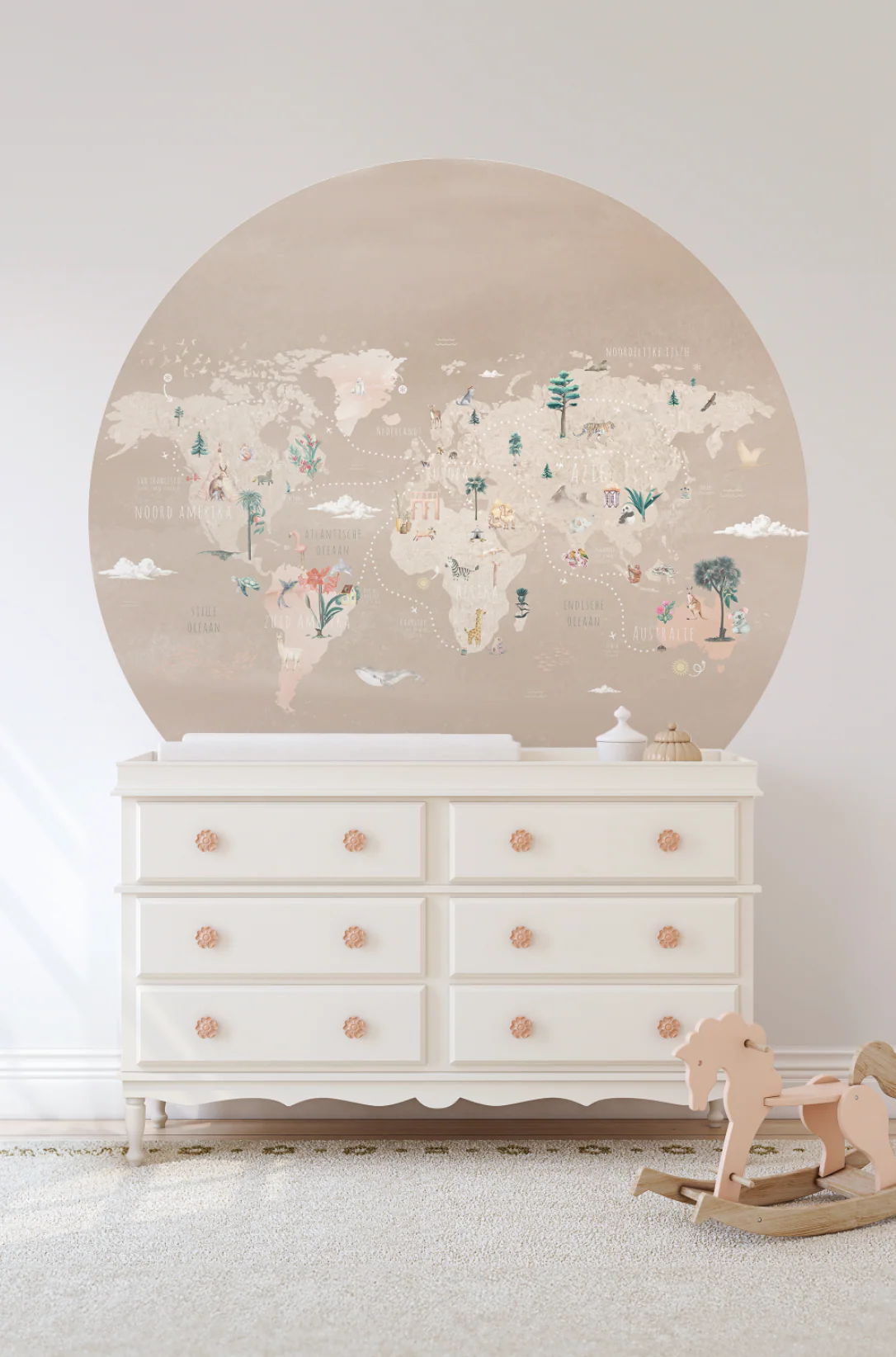 Behangcirkel Wereldkaart | Beige - Image 2