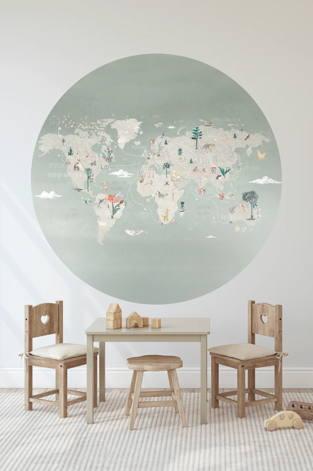 Behangcirkel Wereldkaart | Mint - Image 3