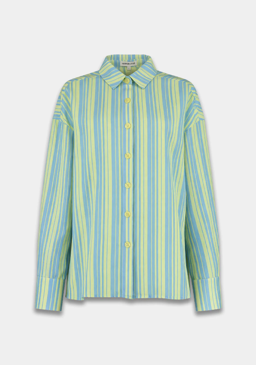 Blouse Yelena | Blue yellow stripe | Harper & Yve - Image 11