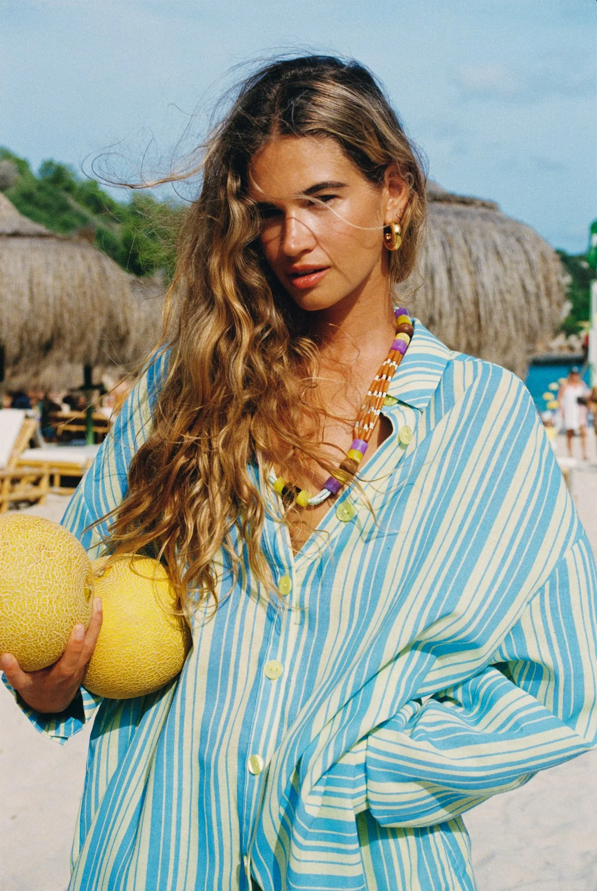 Blouse Yelena | Blue yellow stripe | Harper & Yve - Image 3